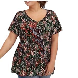 Torrid Floral Peplum Top – Boho Tunic Style – Size 1